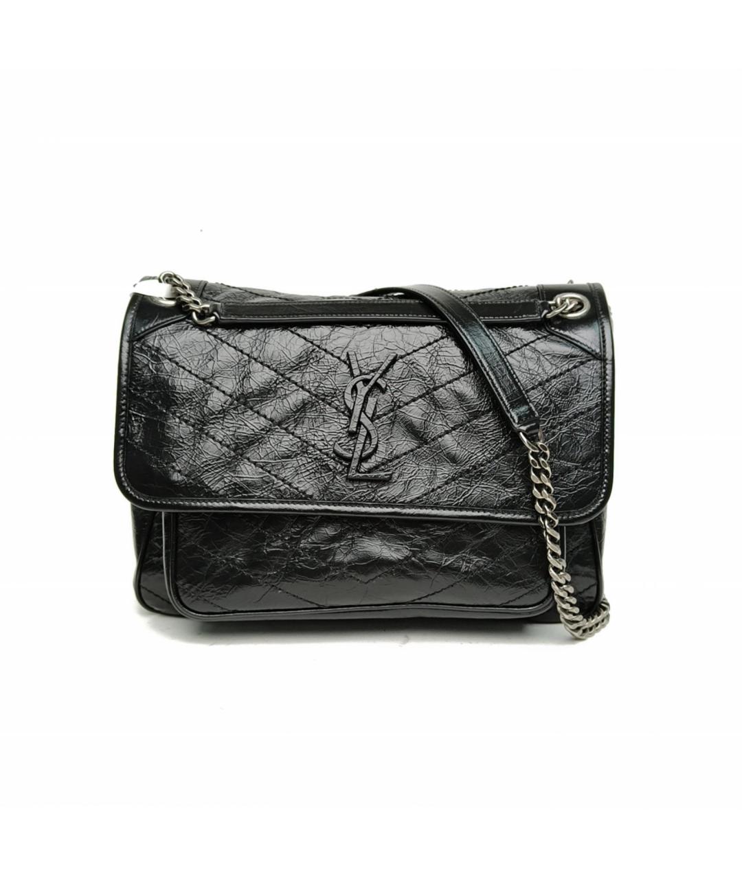 SAINT LAURENT Черная кожаная сумка через плечо, фото 5