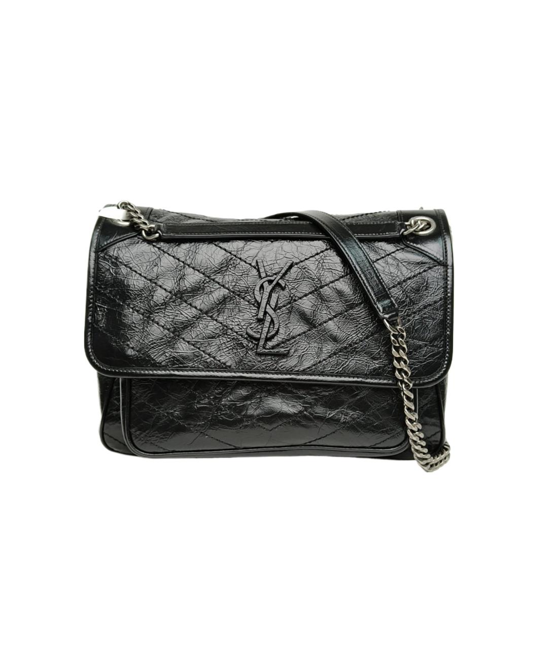 SAINT LAURENT Черная кожаная сумка через плечо, фото 1