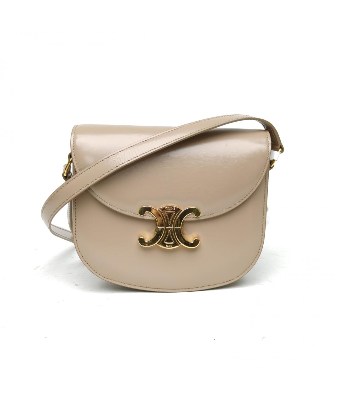 CELINE Бежевая кожаная сумка через плечо, фото 2