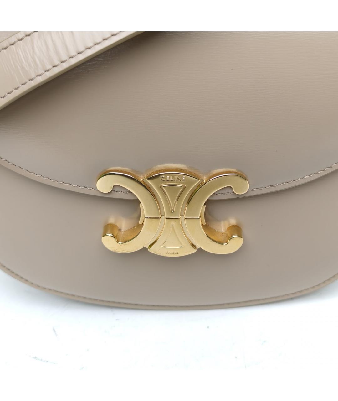 CELINE Бежевая кожаная сумка через плечо, фото 8