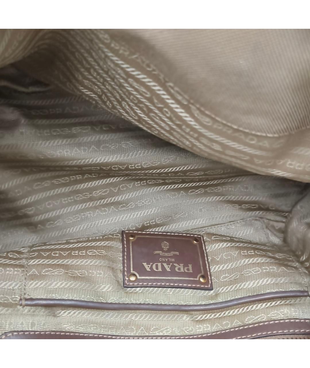 PRADA Коричневая тканевая сумка тоут, фото 4