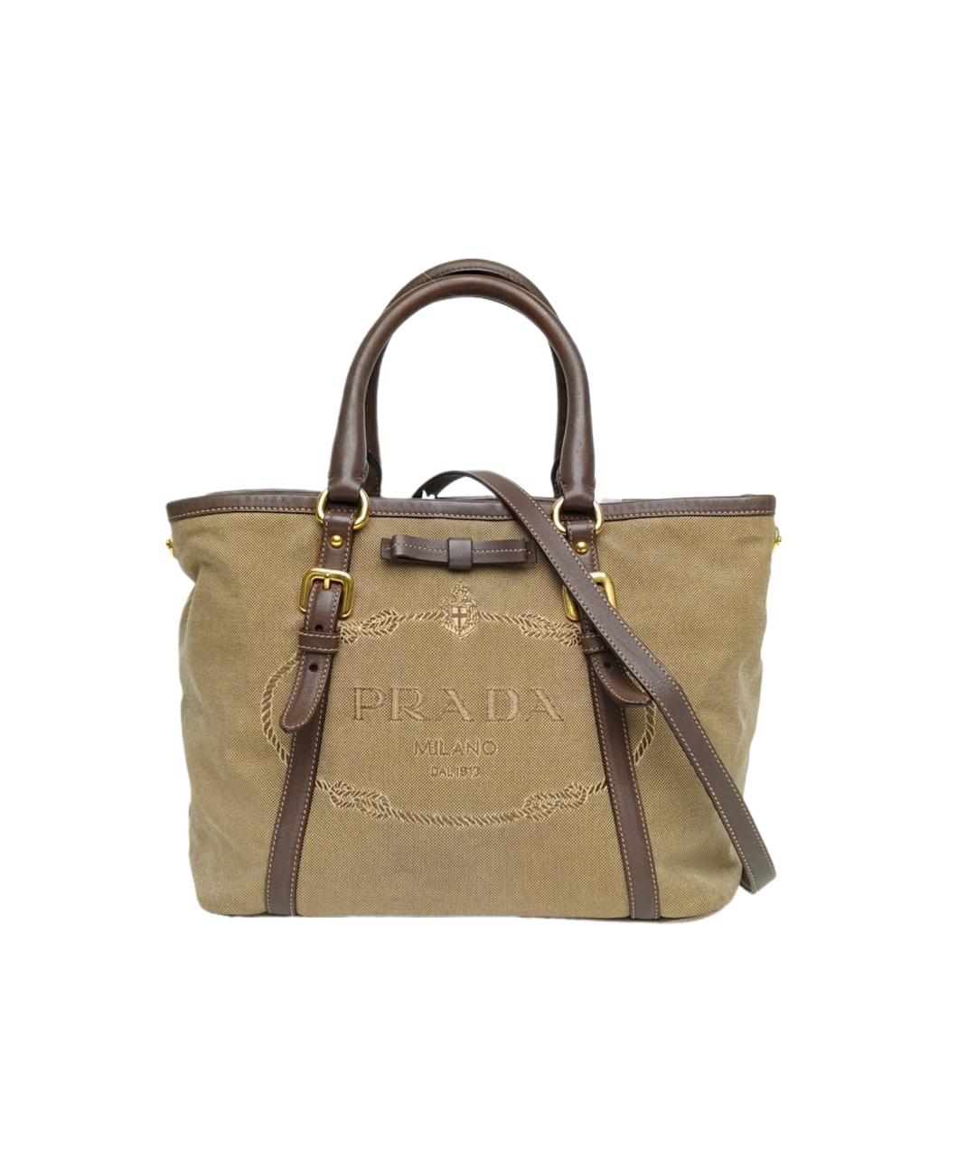 PRADA Коричневая тканевая сумка тоут, фото 1