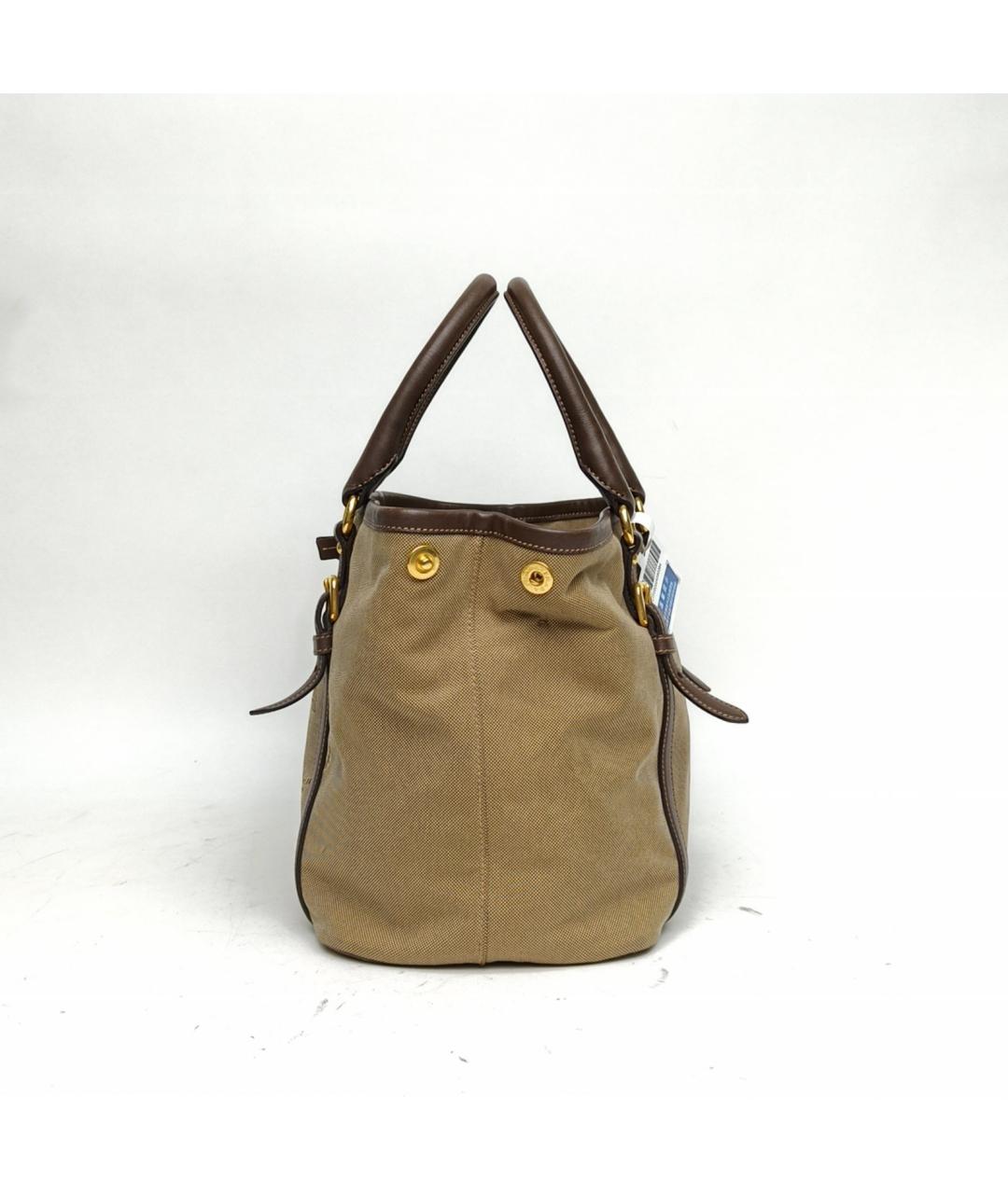 PRADA Коричневая тканевая сумка тоут, фото 7