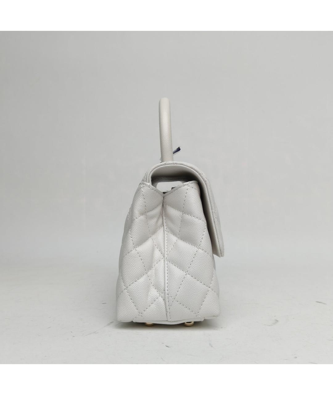 CHANEL Белая кожаная сумка через плечо, фото 5