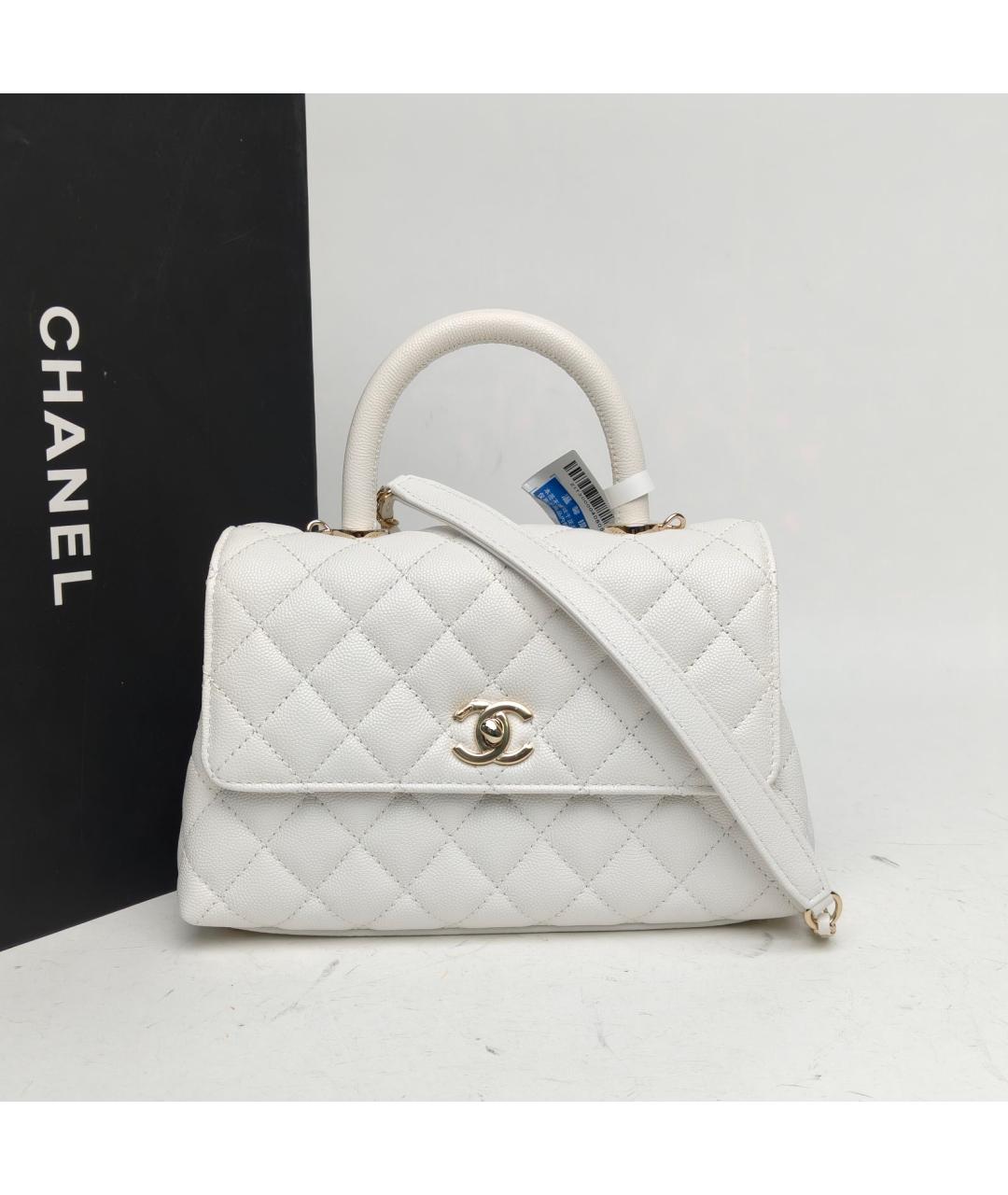 CHANEL Белая кожаная сумка через плечо, фото 9