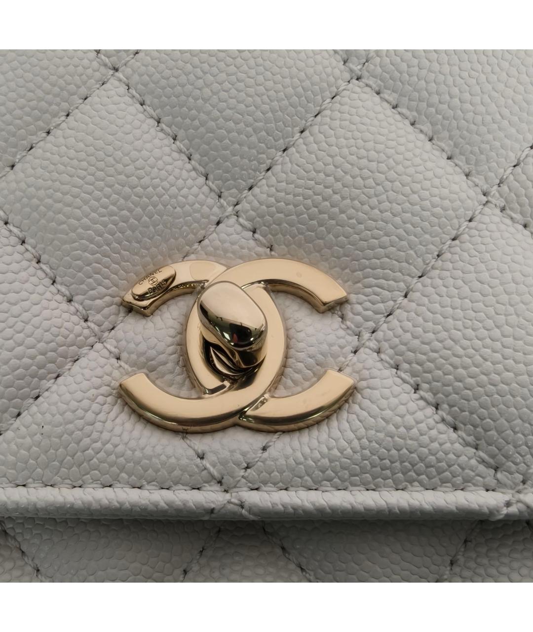 CHANEL Белая кожаная сумка через плечо, фото 7