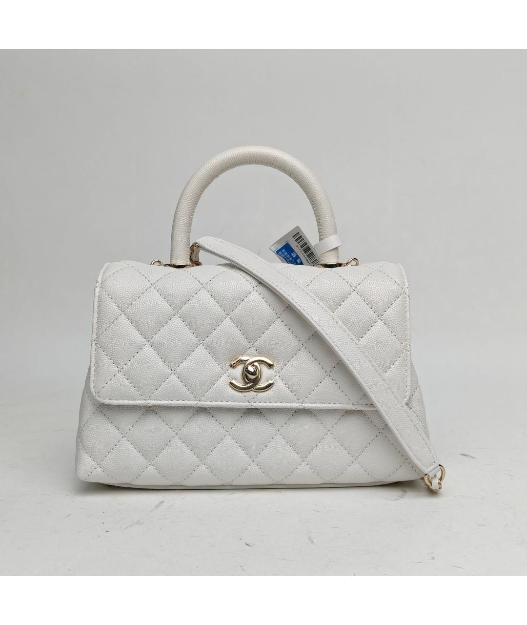 CHANEL Белая кожаная сумка через плечо, фото 2