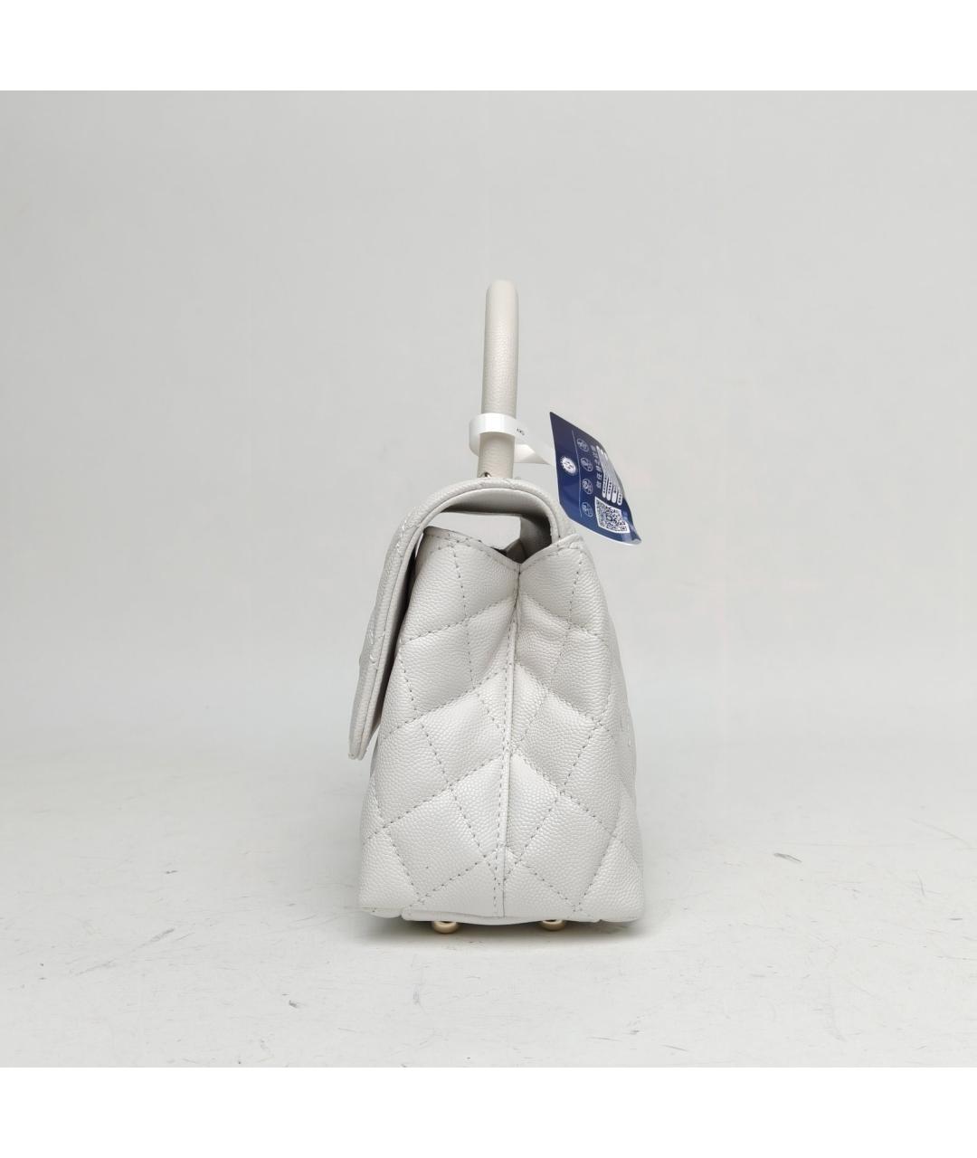 CHANEL Белая кожаная сумка через плечо, фото 3