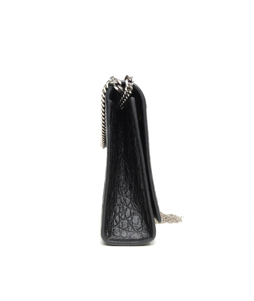 SAINT LAURENT Черная сумка через плечо из экзотической кожи, фото 3