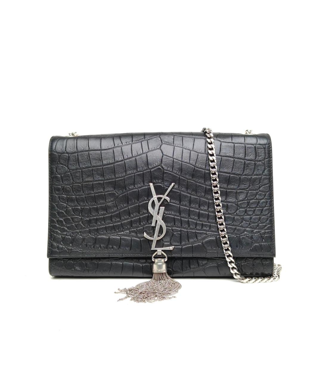 SAINT LAURENT Черная сумка через плечо из экзотической кожи, фото 2