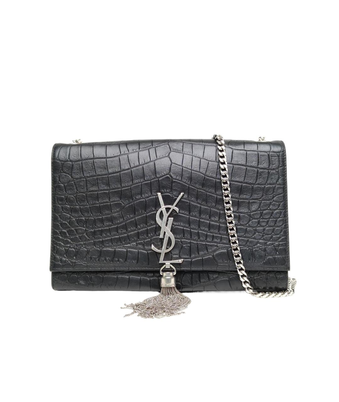 SAINT LAURENT Черная сумка через плечо из экзотической кожи, фото 1