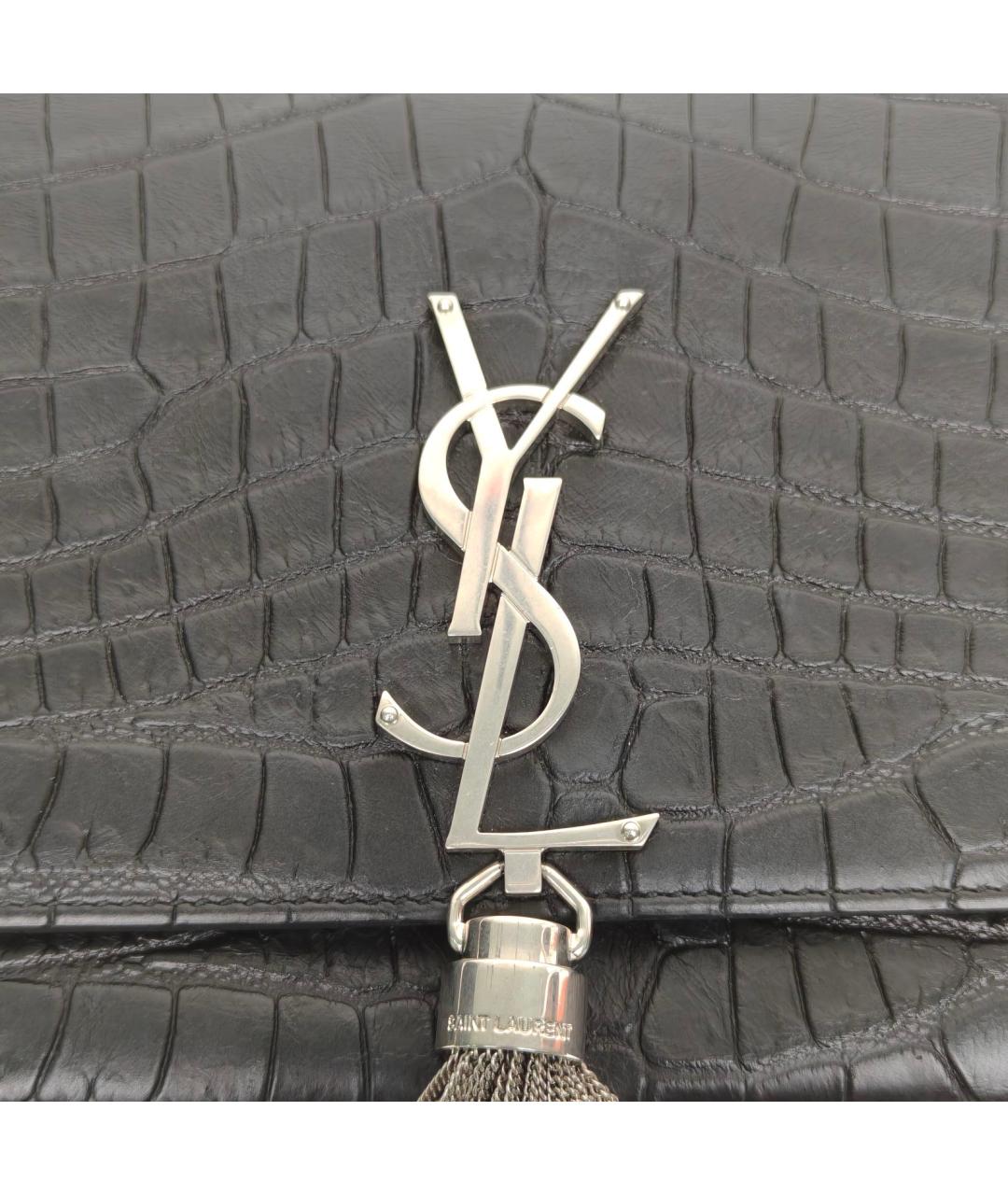 SAINT LAURENT Черная сумка через плечо из экзотической кожи, фото 7
