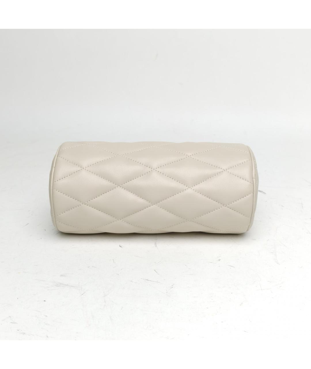 SAINT LAURENT Белая кожаная сумка с короткими ручками, фото 4