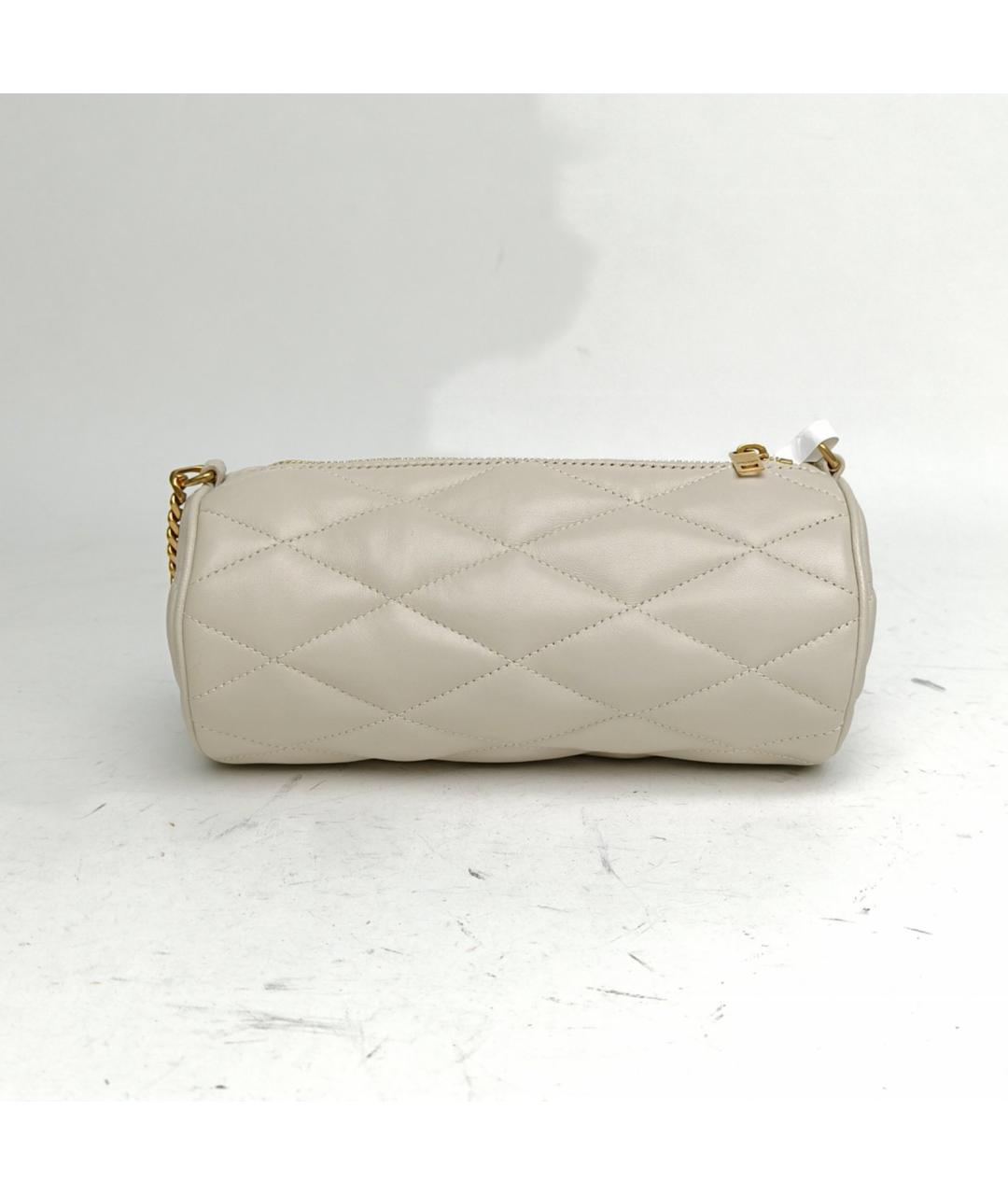 SAINT LAURENT Белая кожаная сумка с короткими ручками, фото 2