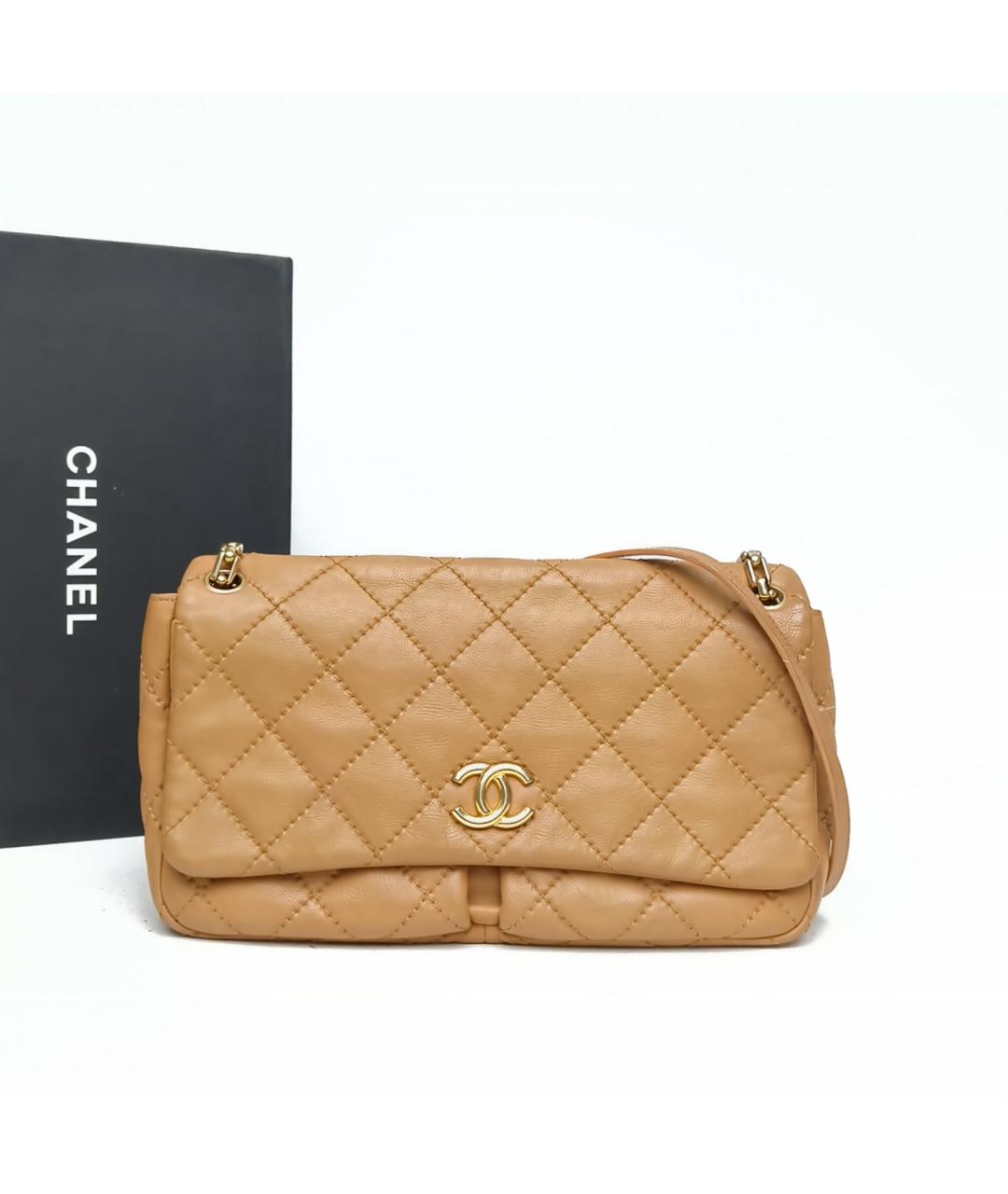 CHANEL Коричневая кожаная сумка через плечо, фото 9