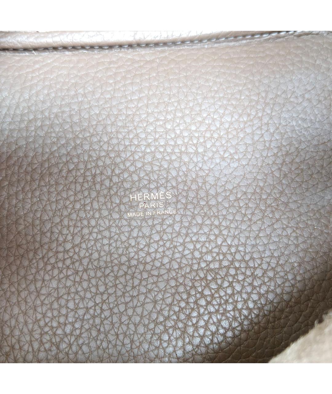 HERMES Коричневая кожаная сумка с короткими ручками, фото 5