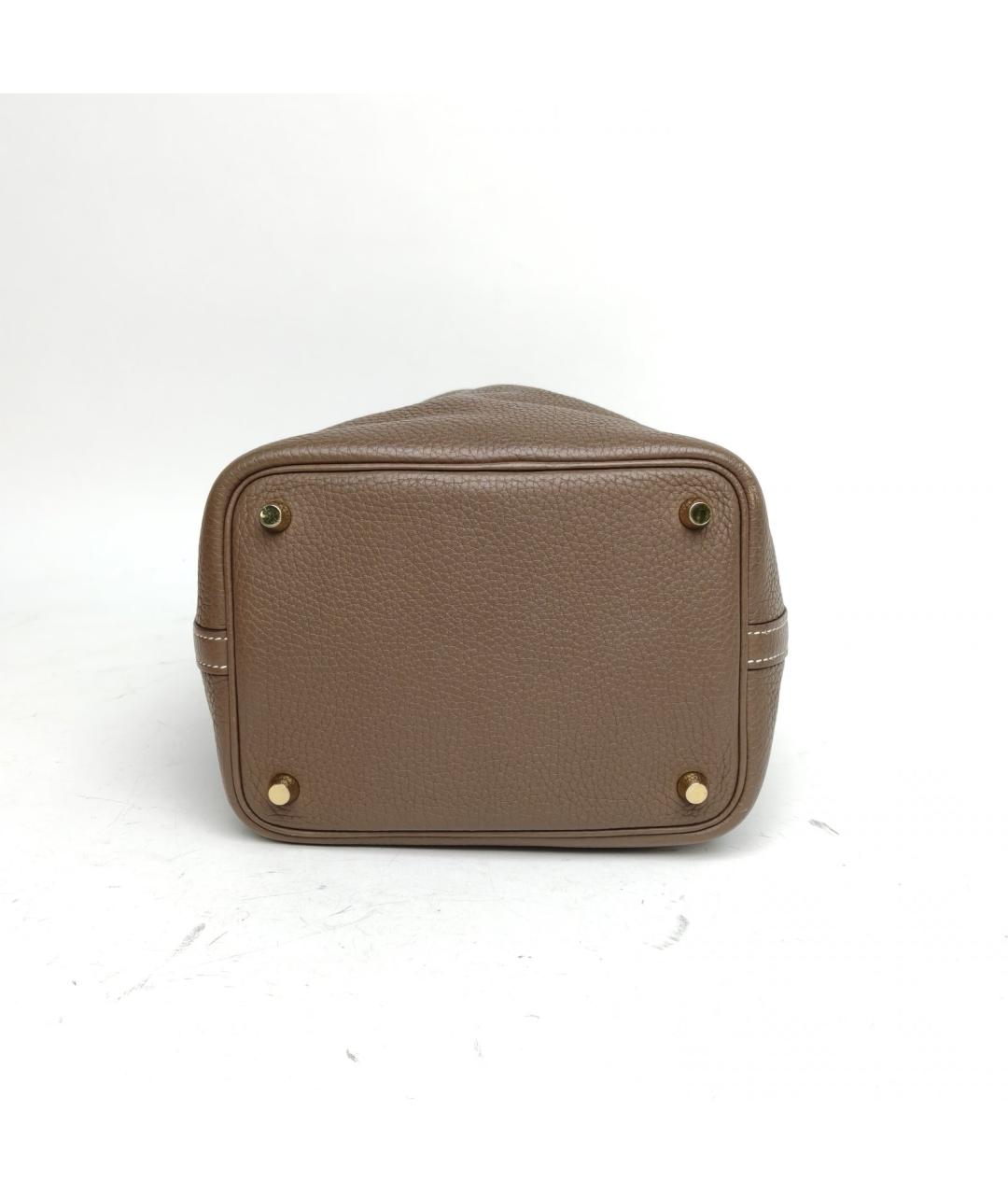 HERMES Коричневая кожаная сумка с короткими ручками, фото 4