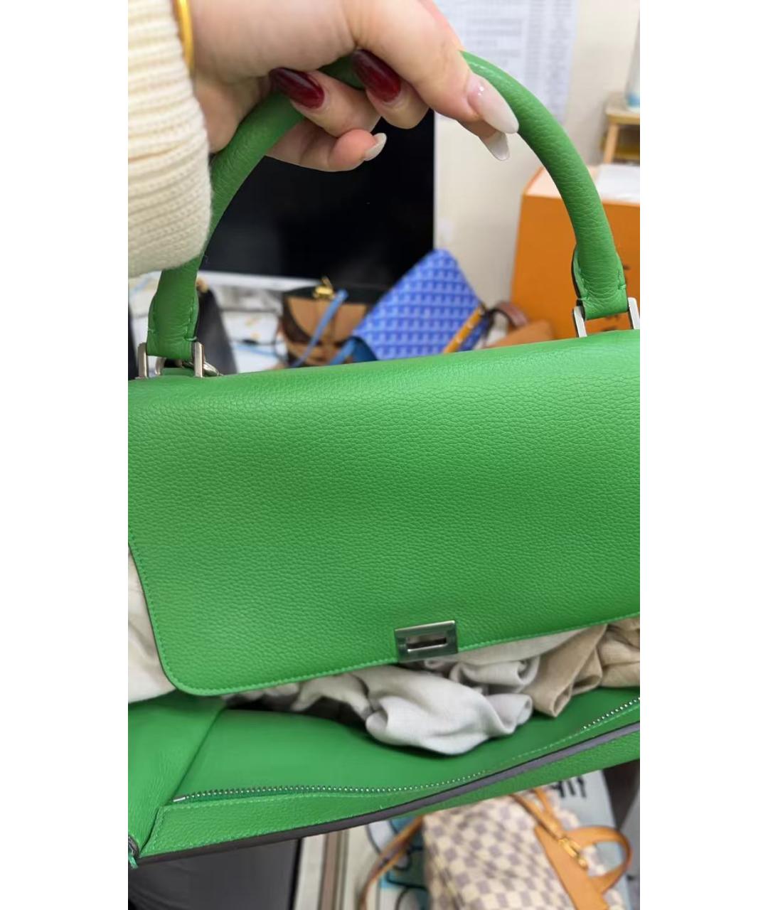 CELINE Зеленая кожаная сумка через плечо, фото 9