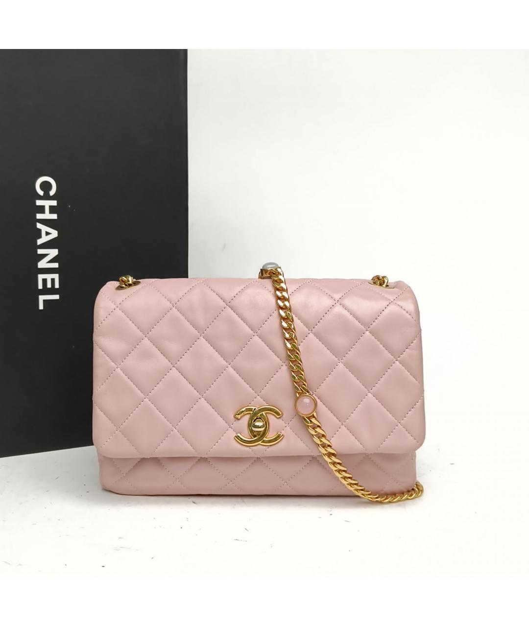 CHANEL Розовая кожаная сумка через плечо, фото 9