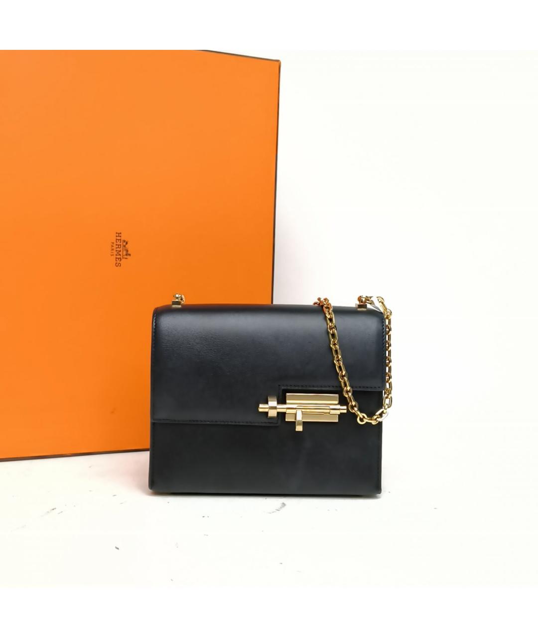 HERMES Черная кожаная сумка через плечо, фото 9
