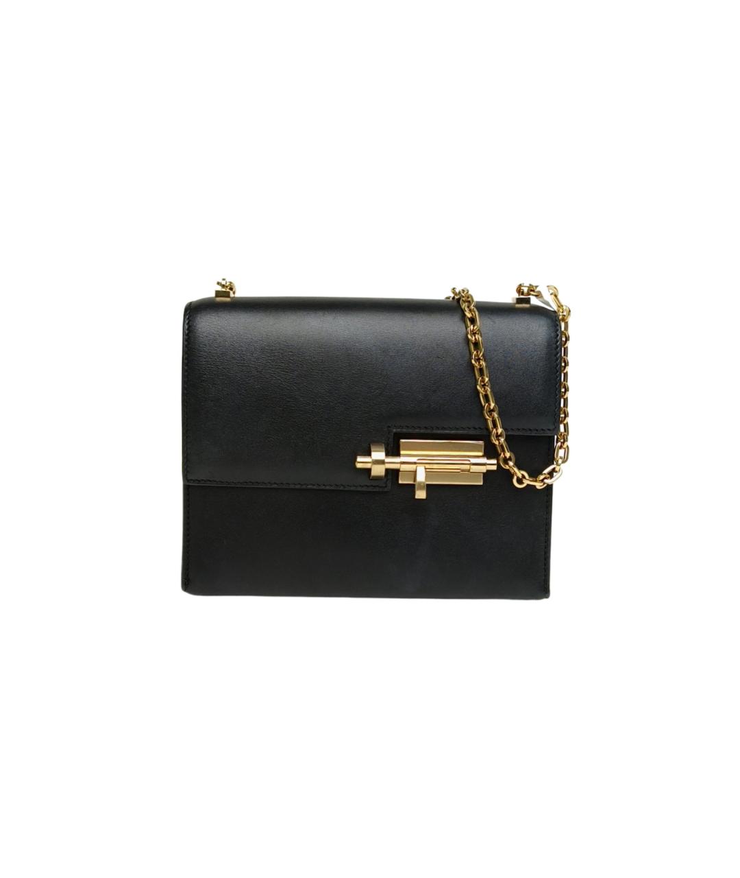 HERMES Черная кожаная сумка через плечо, фото 1