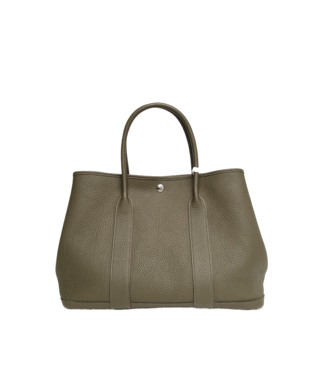 HERMES Хаки кожаная сумка тоут, фото 1