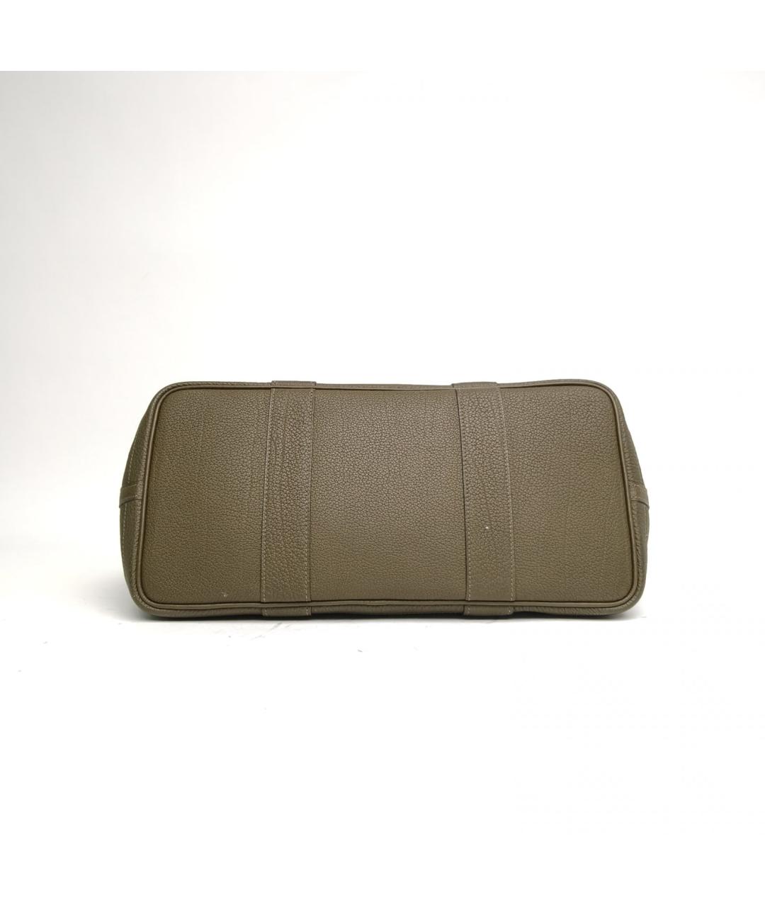 HERMES Хаки кожаная сумка тоут, фото 6