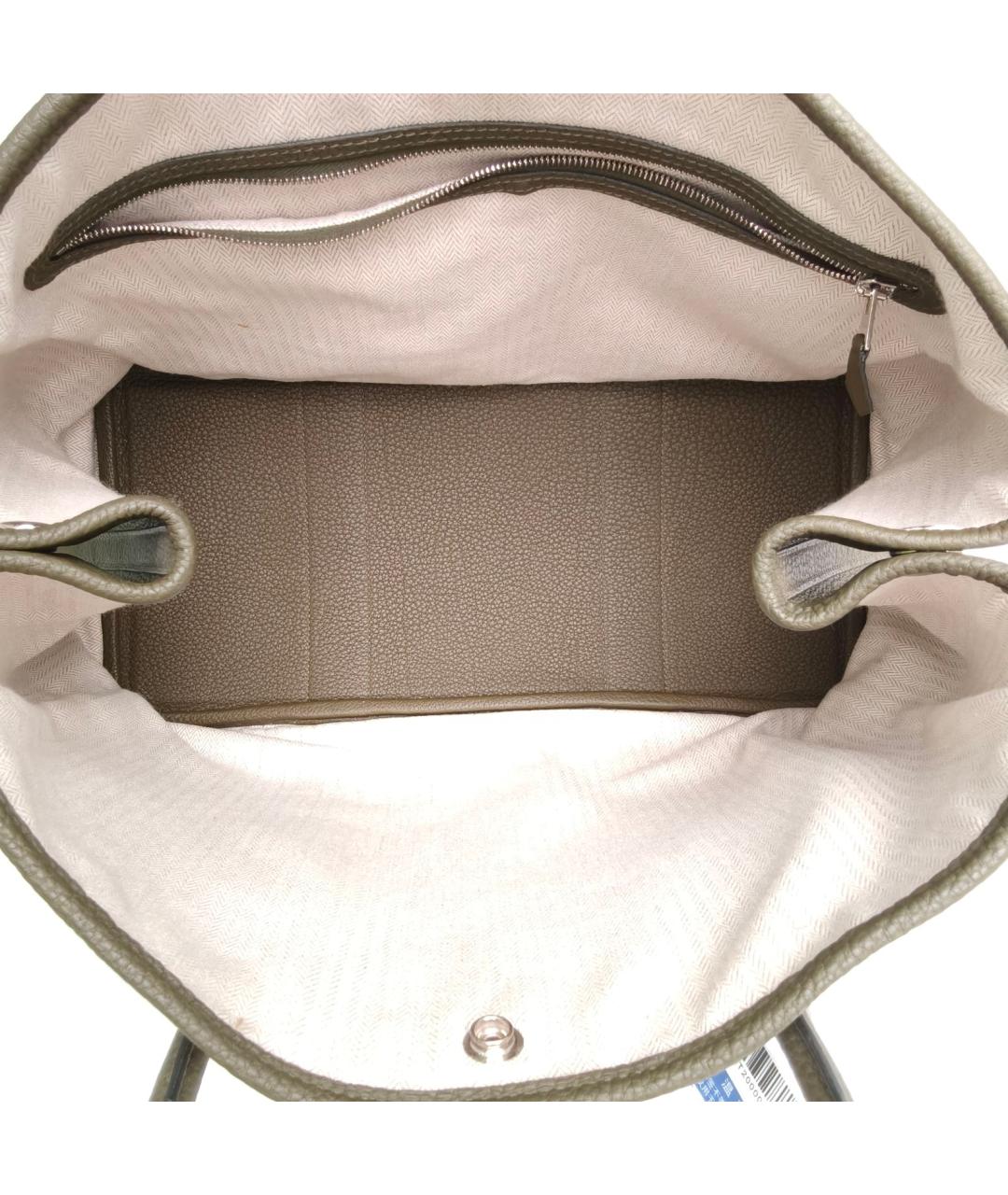 HERMES Хаки кожаная сумка тоут, фото 7