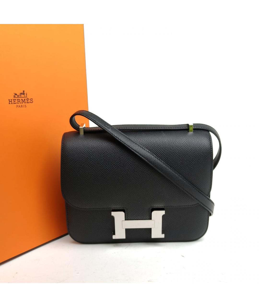 HERMES Черная кожаная сумка через плечо, фото 9