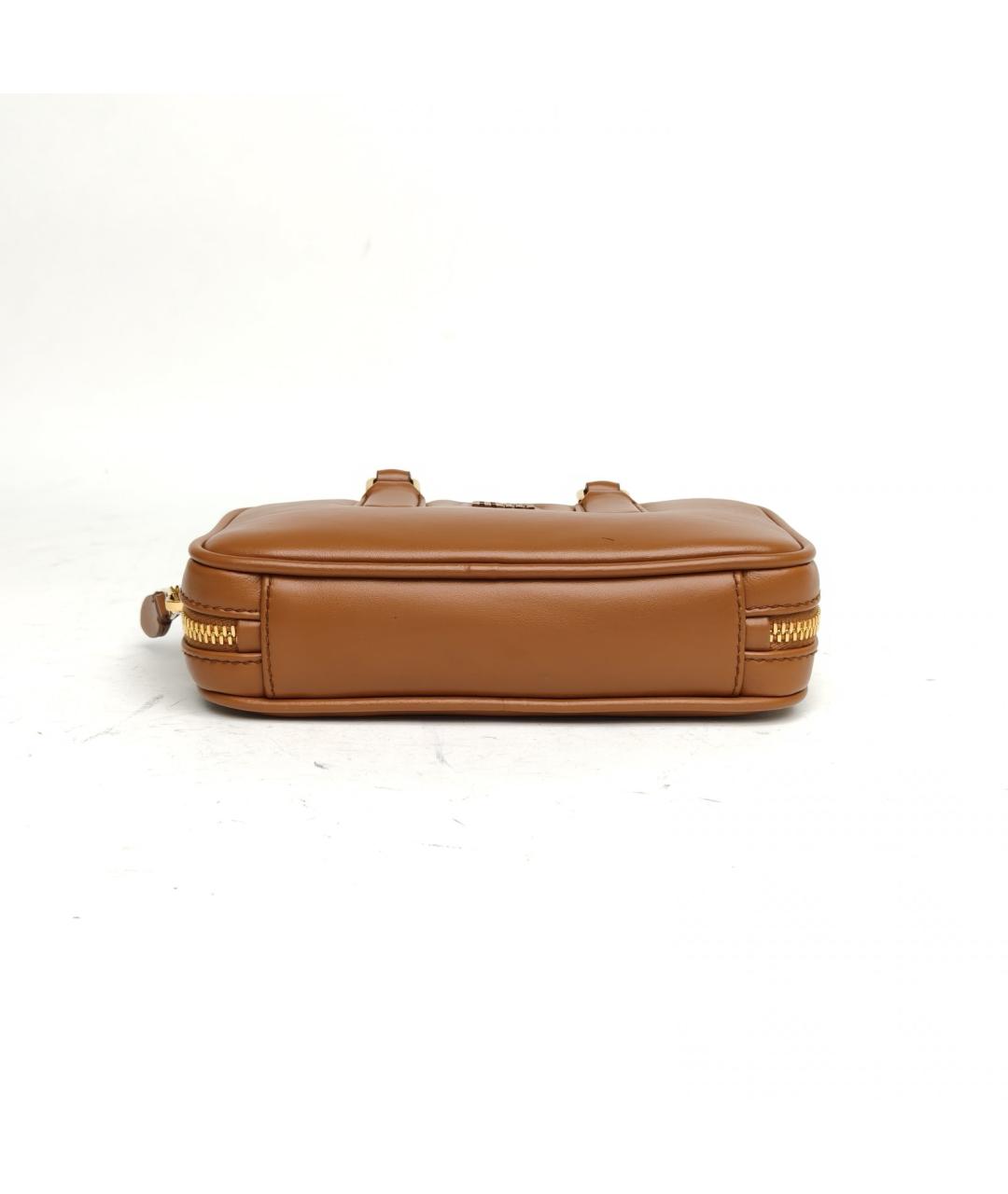 MIU MIU Коричневая кожаная сумка с короткими ручками, фото 4