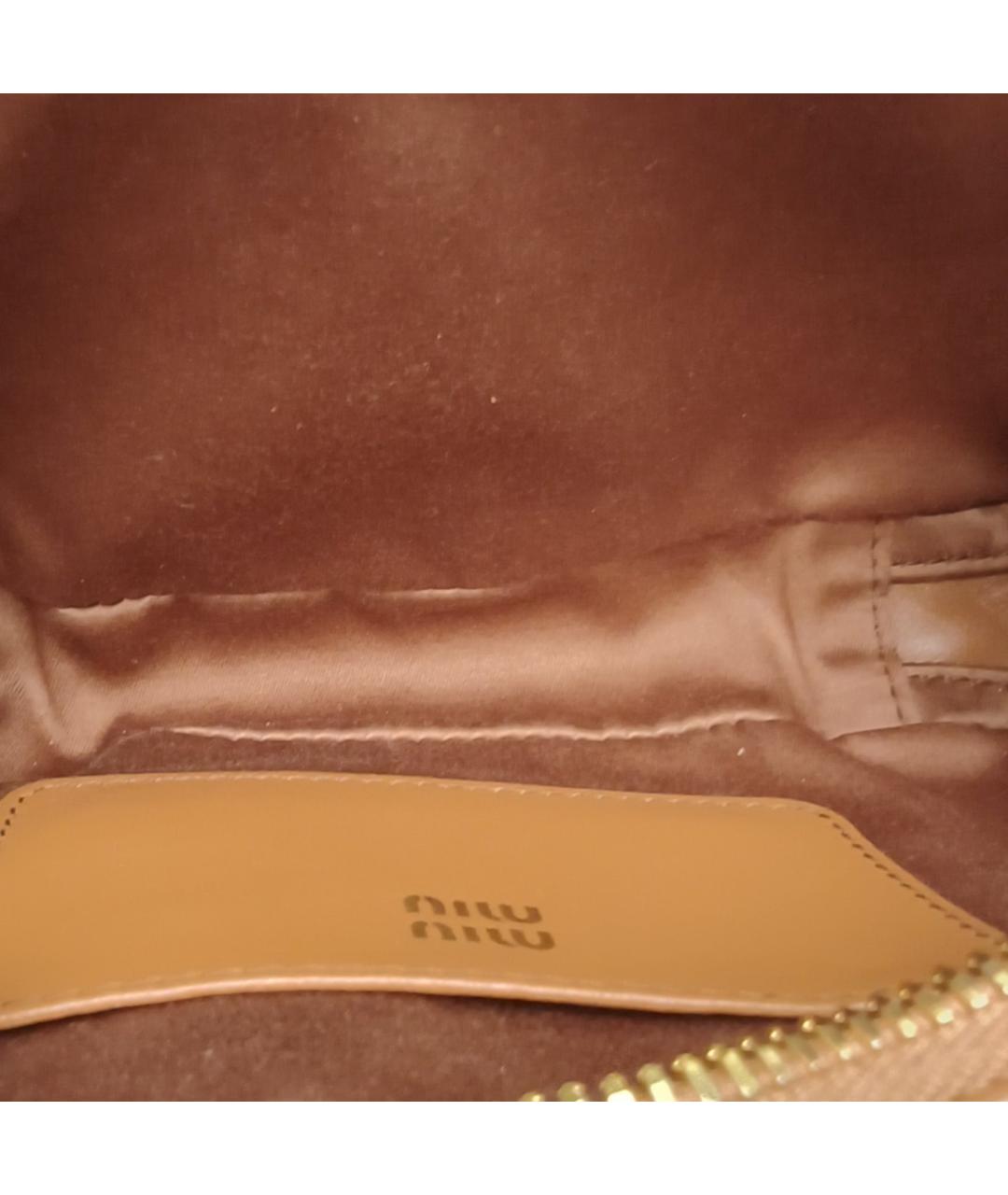 MIU MIU Коричневая кожаная сумка с короткими ручками, фото 2