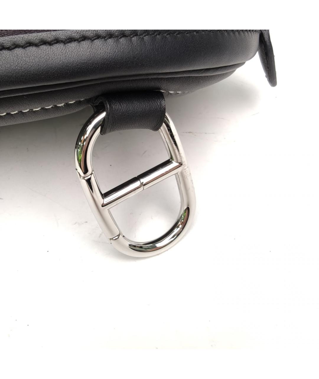 HERMES Черная кожаная сумка через плечо, фото 9
