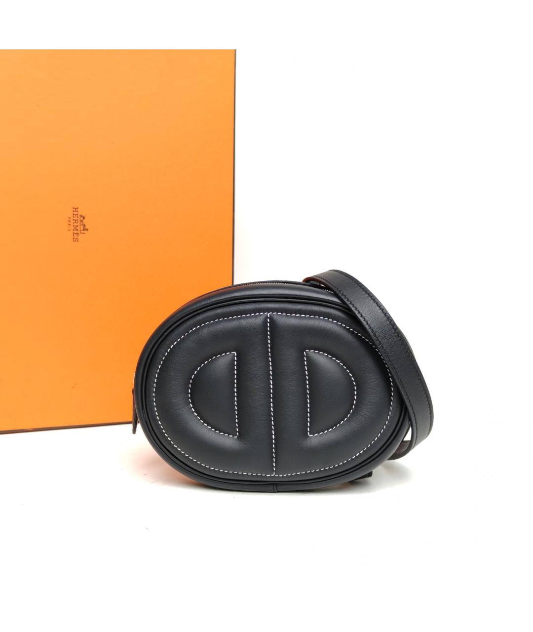 HERMES Черная кожаная сумка через плечо, фото 3