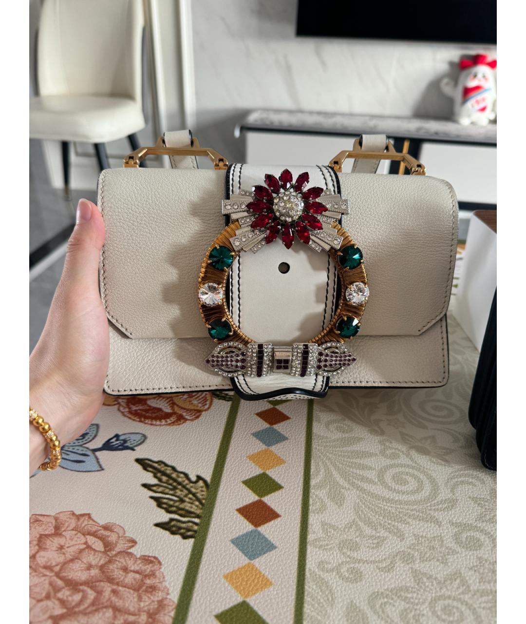 MIU MIU Белая кожаная сумка через плечо, фото 9