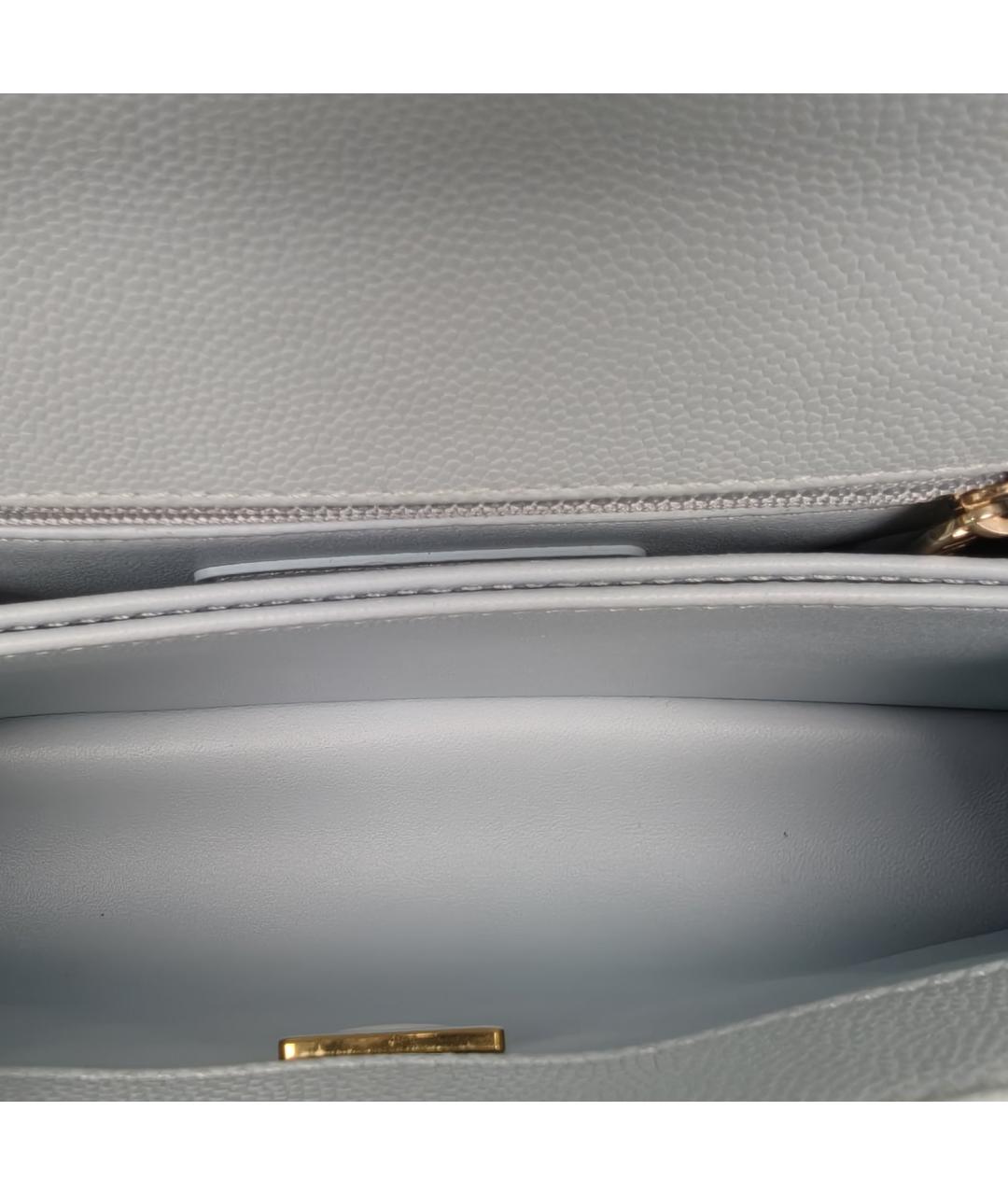 CHANEL Голубая кожаная сумка с короткими ручками, фото 8