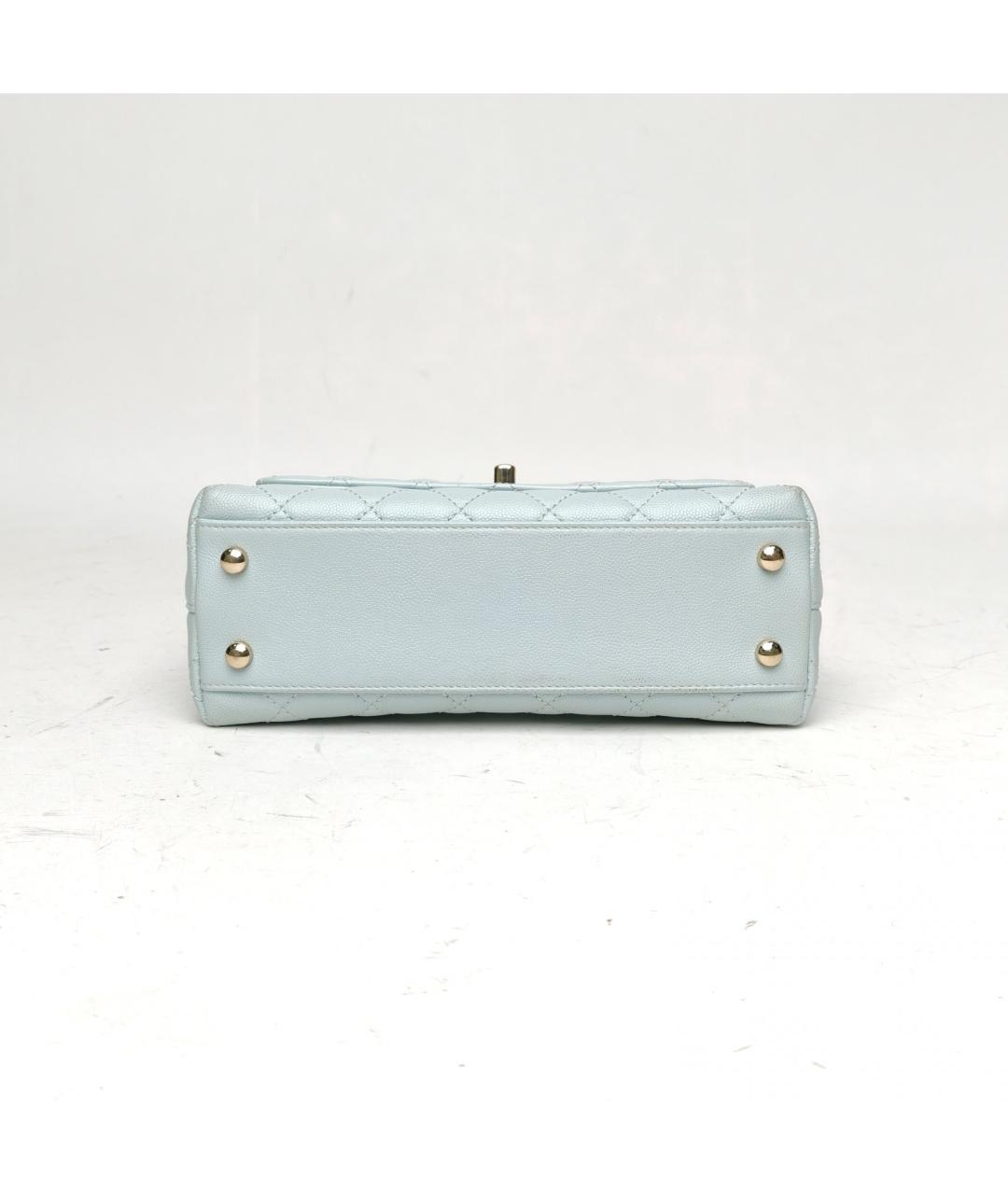 CHANEL Голубая кожаная сумка с короткими ручками, фото 6
