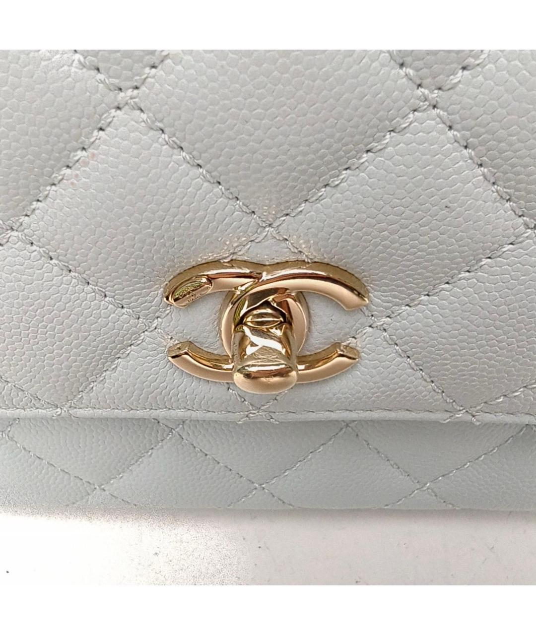 CHANEL Голубая кожаная сумка с короткими ручками, фото 7