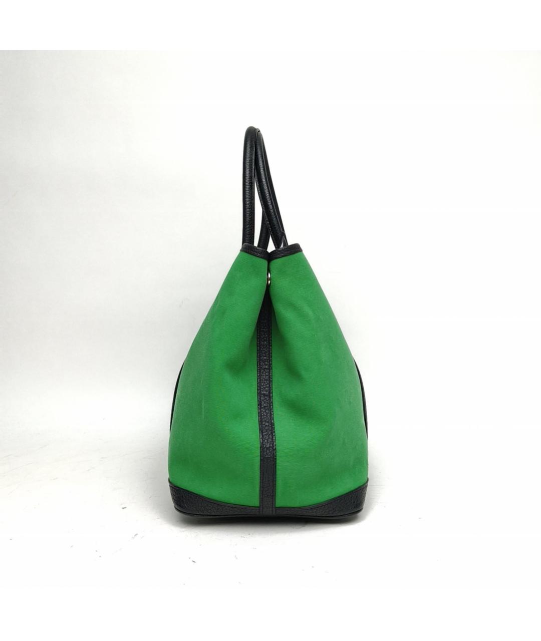 HERMES Зеленая тканевая сумка с короткими ручками, фото 5