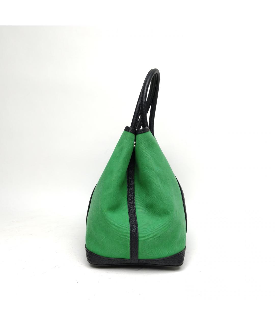 HERMES Зеленая тканевая сумка с короткими ручками, фото 3