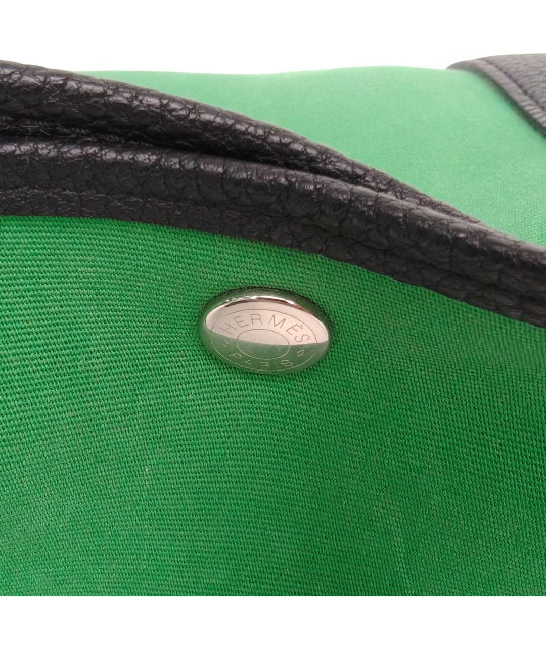 HERMES Зеленая тканевая сумка с короткими ручками, фото 7