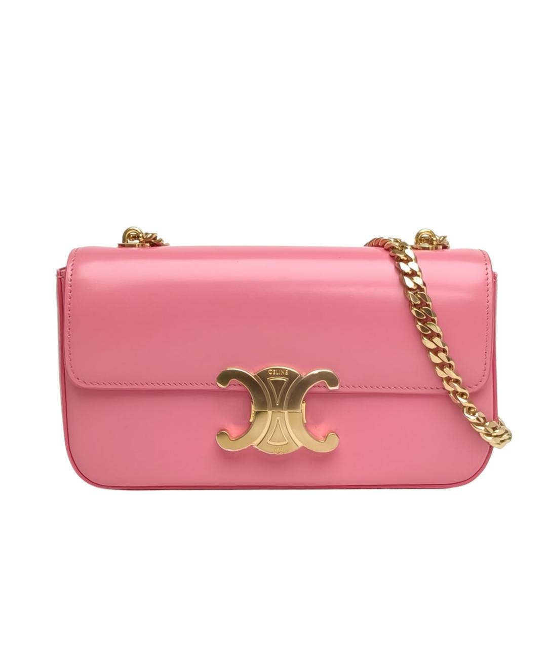 CELINE Розовая кожаная сумка через плечо, фото 1