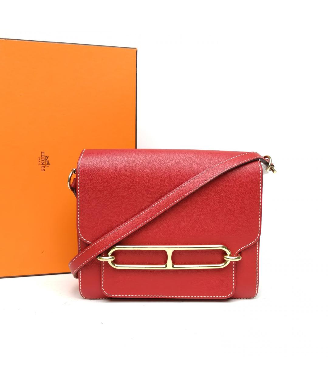 HERMES Красная кожаная сумка через плечо, фото 9