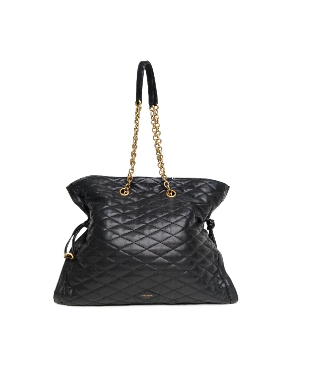 SAINT LAURENT Черная кожаная сумка тоут, фото 1