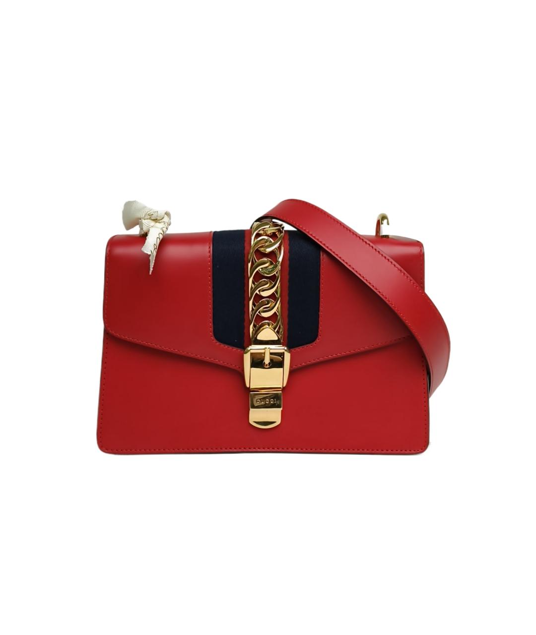 GUCCI Красная кожаная сумка через плечо, фото 10