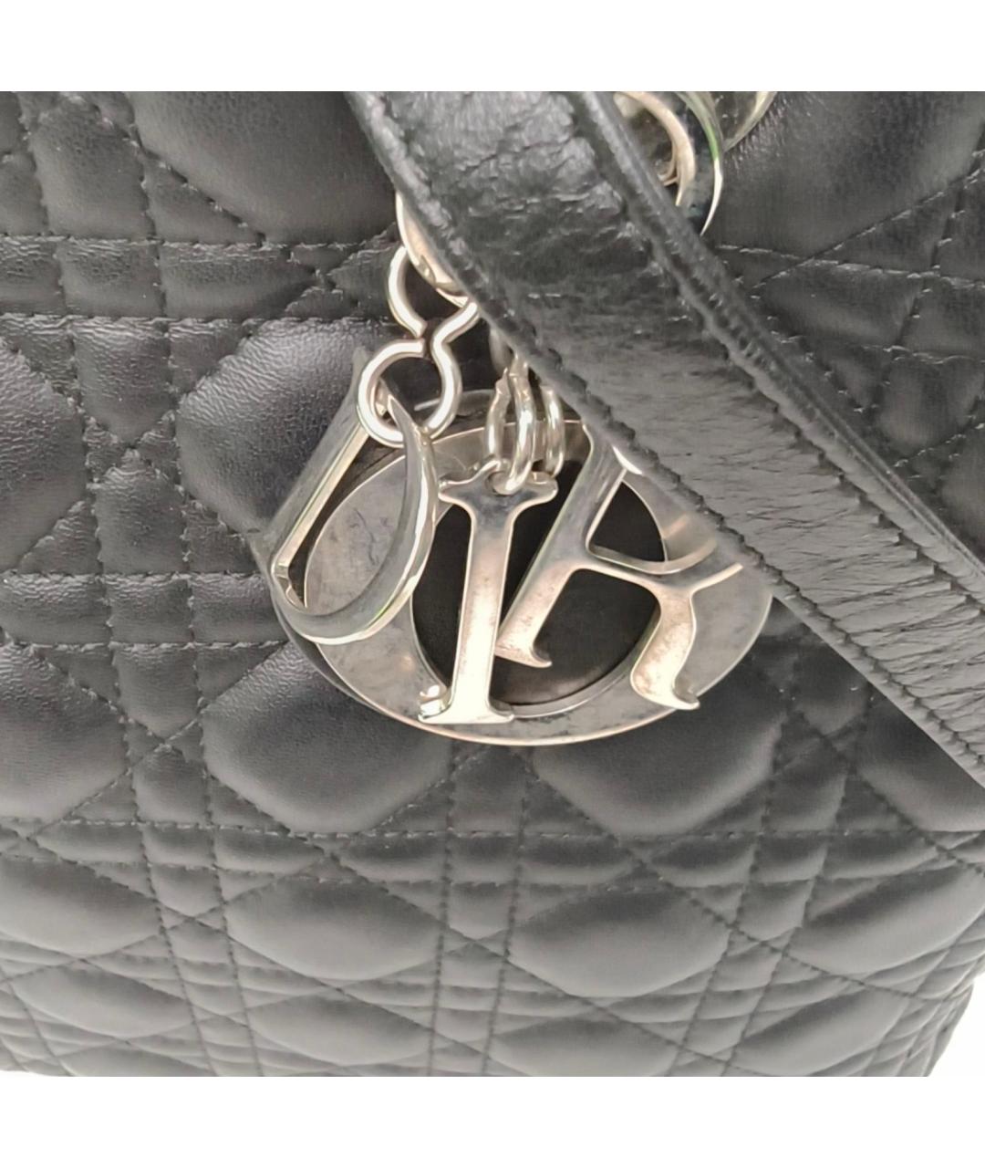 CHRISTIAN DIOR Черная кожаная сумка тоут, фото 8