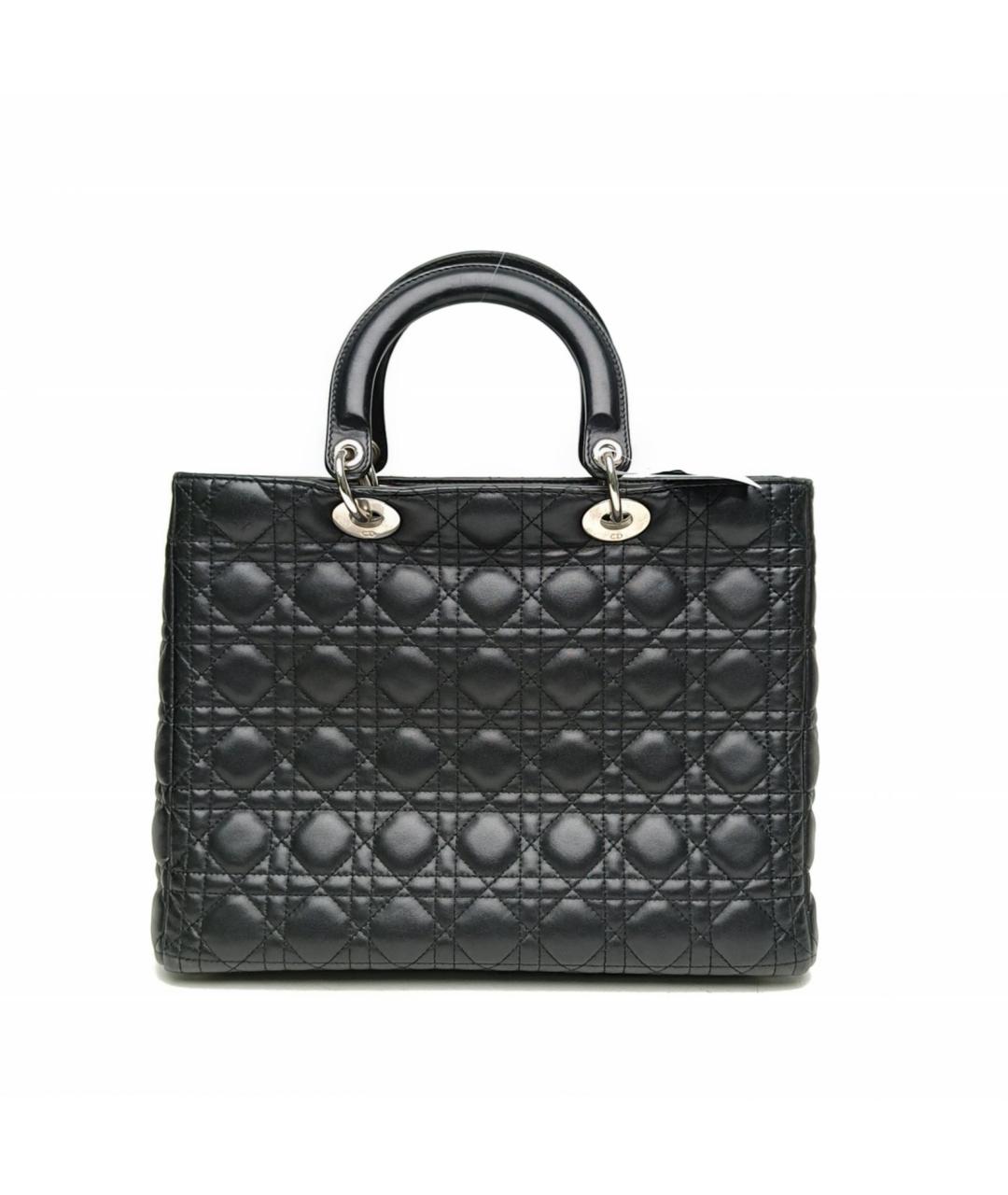 CHRISTIAN DIOR Черная кожаная сумка тоут, фото 4