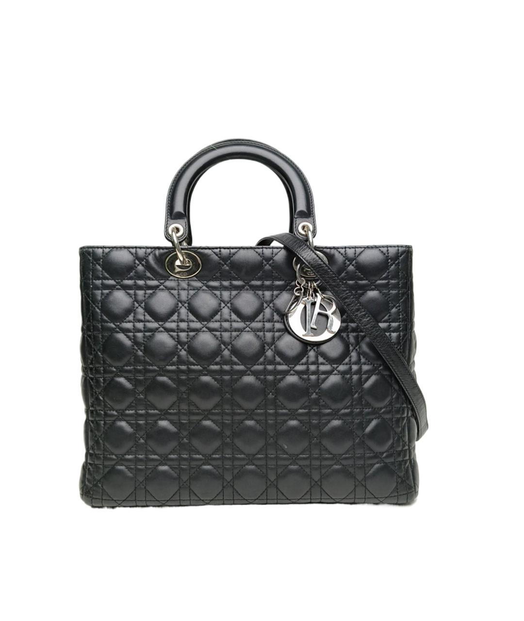 CHRISTIAN DIOR Черная кожаная сумка тоут, фото 1