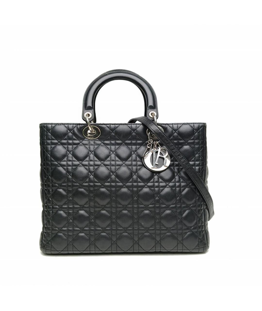 CHRISTIAN DIOR Черная кожаная сумка тоут, фото 2