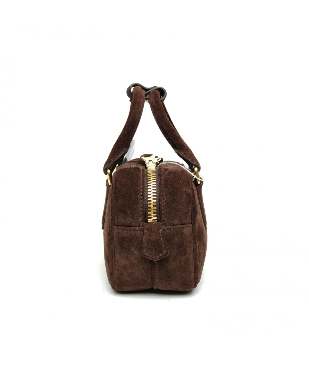 MIU MIU Коричневая замшевая сумка с короткими ручками, фото 3