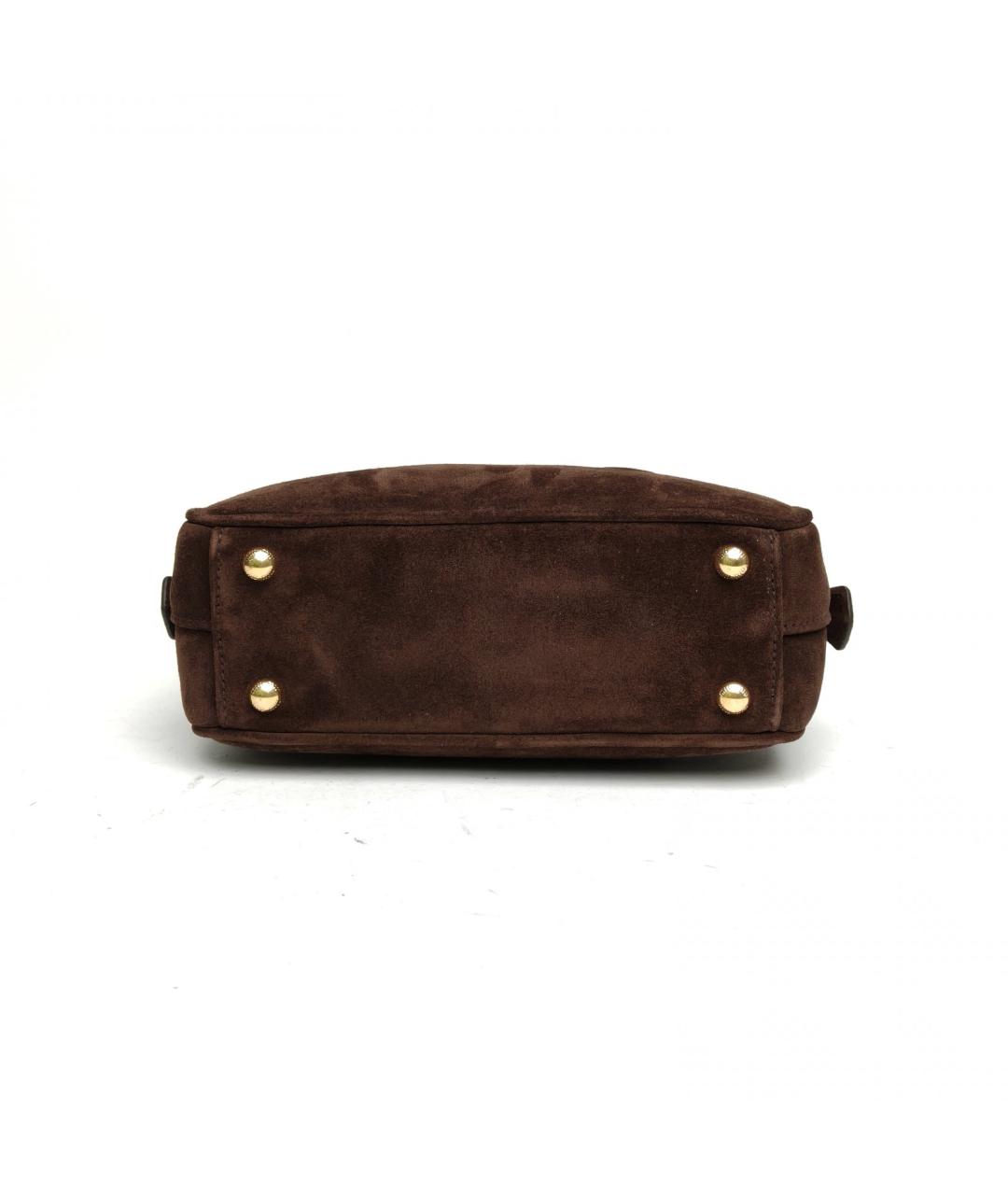 MIU MIU Коричневая замшевая сумка с короткими ручками, фото 4